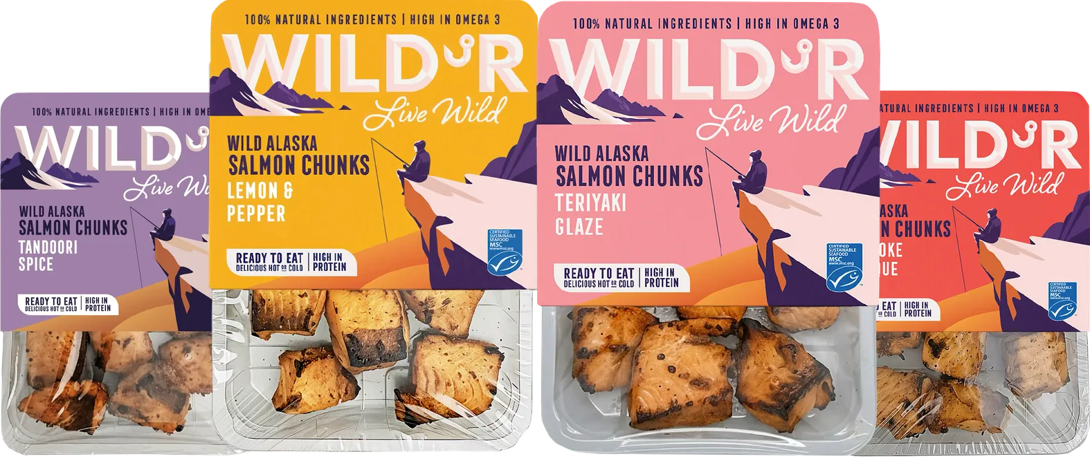 Four packs of WILD'R Wild Alaska Salmon Chunks